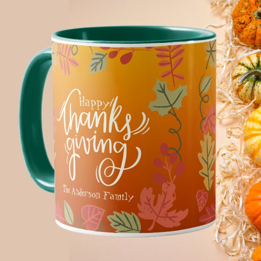 Custom Herfst Autumn Leaves Happy Thanksgiving Mok