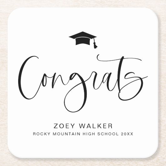Custom High School Or College Graduation Napkin Kartonnen Onderzetters (Voorkant)