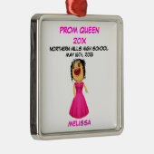 Custom High School Prom Queen Cartoon Metalen Ornament (Rechts)