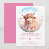 Custom Highland Koe Waterverf Meisje Verjaardag Kaart (Voorkant / Achterkant)