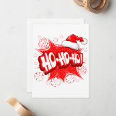 Custom Ho Ho Ho grappige kerstman met rood kerstfe Notitiekaartje (Voorkant / Achterkant in situ)