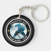 Custom Hockey Player Foto Uw Kleur Sleutelhanger (Achterkant)