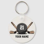 Custom Hockey Puck and Sticks Keychain (Voorkant)