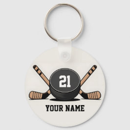 Custom Hockey Puck and Sticks Keychain