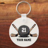 Custom Hockey Puck and Sticks Keychain (Voorkant)