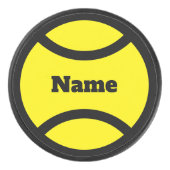 Custom hockey puck met gele tennisbal logo (Voorkant)