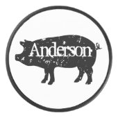 Custom hockey puck met  varken logo (Voorkant)