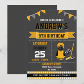 Custom Hockey Sports Birthday Invitation Kaart (Voorkant / Achterkant)