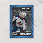 Custom Hockey Trading Card, Blue Graphite Player Contactkaartje (Voorkant)