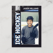 Custom Hockey Trading Card, Blue Power Player Contactkaartje (Voorkant)