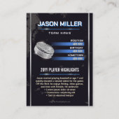 Custom Hockey Trading Card, Blue Power Player Contactkaartje (Achterkant)
