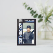 Custom Hockey Trading Card, Blue Power Player Contactkaartje (Staand voorkant)