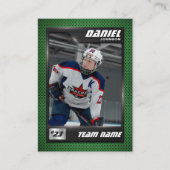 Custom Hockey Trading Card, Green Graphite Player Contactkaartje (Voorkant)