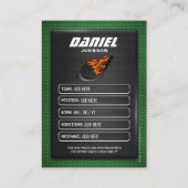 Custom Hockey Trading Card, Green Graphite Player Contactkaartje (Achterkant)