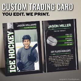 Custom Hockey Trading Card, Green Power Player Contactkaartje