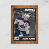 Custom Hockey Trading Card, Orange Graphite Player Contactkaartje (Voorkant)