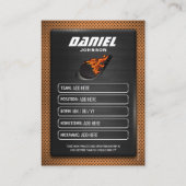 Custom Hockey Trading Card, Orange Graphite Player Contactkaartje (Achterkant)