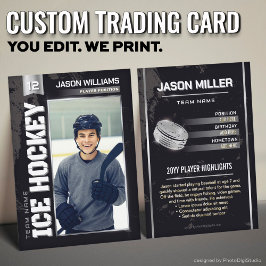 Custom Hockey Trading Card, Silver Power Player Contactkaartje