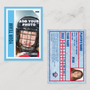 Custom Hockey Trading Kaart - Sky Blue Contactkaartje