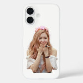 Custom hoesje iPhone 16 roos zwart roze (Achterkant)