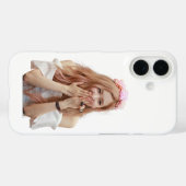 Custom hoesje iPhone 16 roos zwart roze (Achterkant (horizontaal))