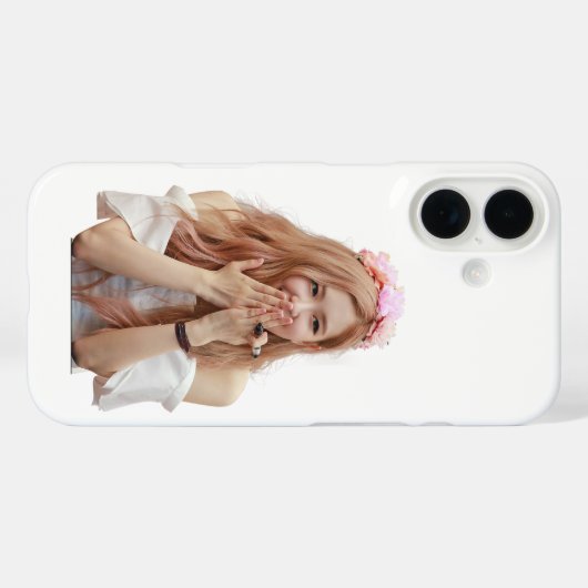 Custom hoesje iPhone 16 roos zwart roze (Achterkant (horizontaal))