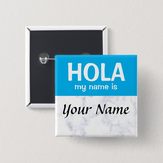 Custom Hola Hallo mijn naam is pin button (Voorkant /achterkant)