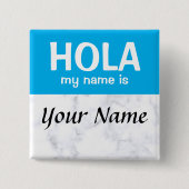 Custom Hola Hallo mijn naam is pin button (Voorkant)