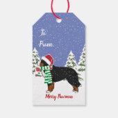 Custom Holiday Bernese Mountain Kersthond Cadeaulabel (Achterkant)