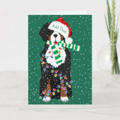 Custom Holiday Bernese Mountain Kersthond Feestdagen Kaart (Voorkant)
