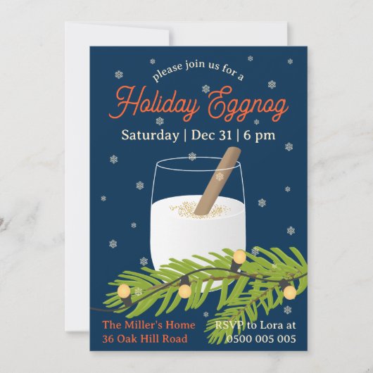 Custom Holiday Eggnog Party Invitation Kaart (Voorkant)