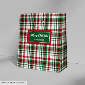 Custom Holiday Gift Bags Classic Red Green Plaid Medium Cadeauzakje
