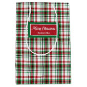 Custom Holiday Gift Bags Classic Red Green Plaid Medium Cadeauzakje (Voorkant)