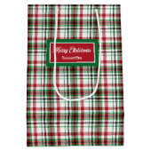 Custom Holiday Gift Bags Classic Red Green Plaid Medium Cadeauzakje (Achterkant)
