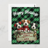 Custom Holiday Green Checkered Pattern Briefkaart (Voorkant / Achterkant)