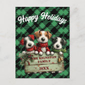 Custom Holiday Green Checkered Pattern Briefkaart (Voorkant)