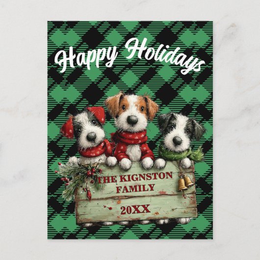 Custom Holiday Green Checkered Pattern Briefkaart (Voorkant)