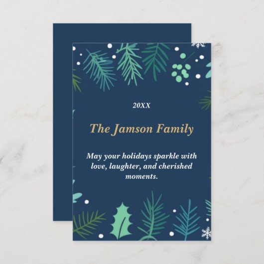 Custom Holiday Kaart | Elegante kerstgroet (Voorkant / Achterkant)