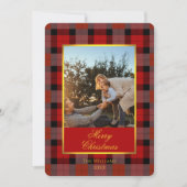 Custom Holiday Photo Card in Traditional Plaid Feestdagenkaart (Voorkant)