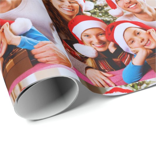 Custom Holiday Photo Collage Cadeaupapier (Rol Hoek)