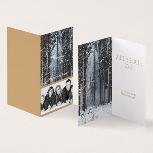 Custom Holiday Photo Winter Scene Kaart (Binnen en buitenkant)