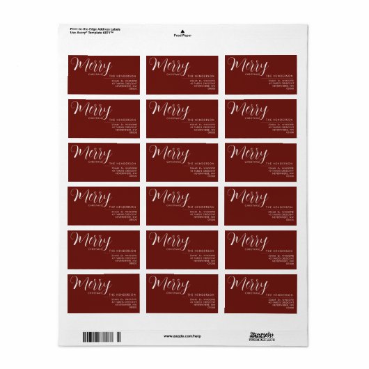 Custom Holiday Return Address Label | Personalized (Full Sheet)