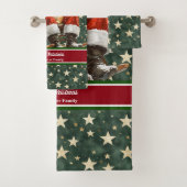Custom Holiday Santa Watercolor Bath Towels Bad Handdoek (Insitu)