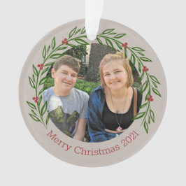 Custom Holly Elegant Family Photo Ornament