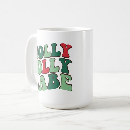 Custom holly jolly babe mok, Vrolijk kerstfeest mo Koffiemok (Voorkant links)