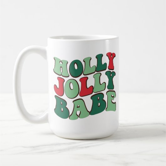 Custom holly jolly babe mok, Vrolijk kerstfeest mo Koffiemok (Links)