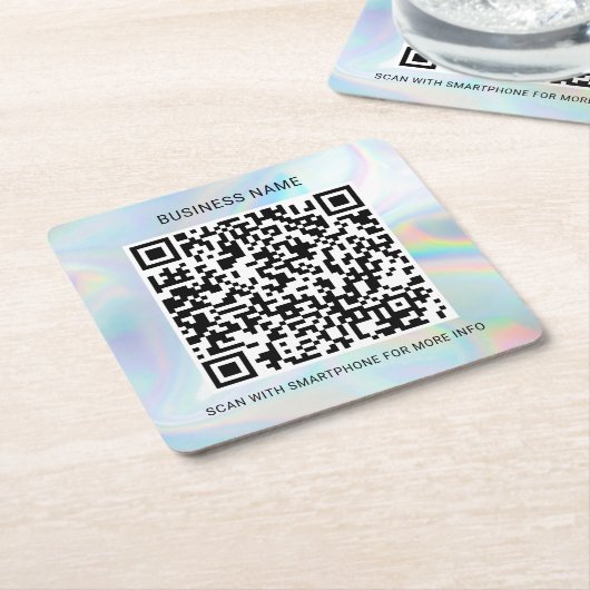 Custom Holographic QR Code Business Services Kartonnen Onderzetters (Schuin)