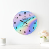 Custom Holographic Rainbow Cute Logo and Text Grote Klok (Huis)