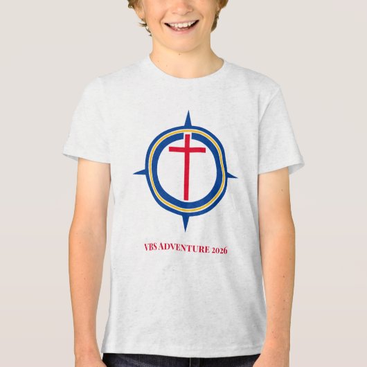 Custom Holy Compass Christian Cross VBS 2026 Tri-Blend Shirt (Voorkant)