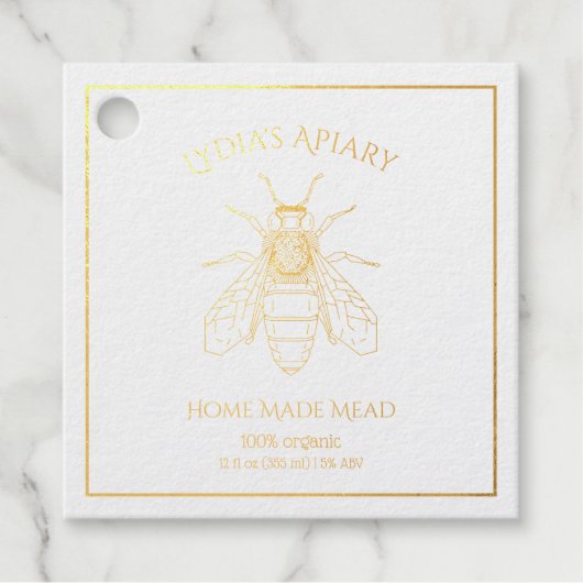 Custom Home Brewed Honey Wine Foil Square Tag (Voorkant)